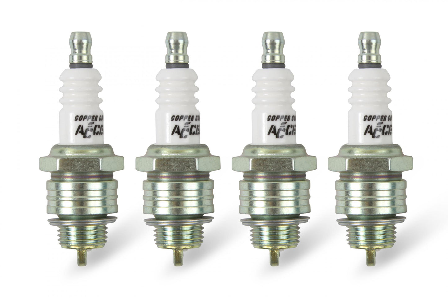HP Copper Spark Plug Shorty 14MM Thread .375 In Reach Gasket (Flat) Seat 4 Pack ACCEL