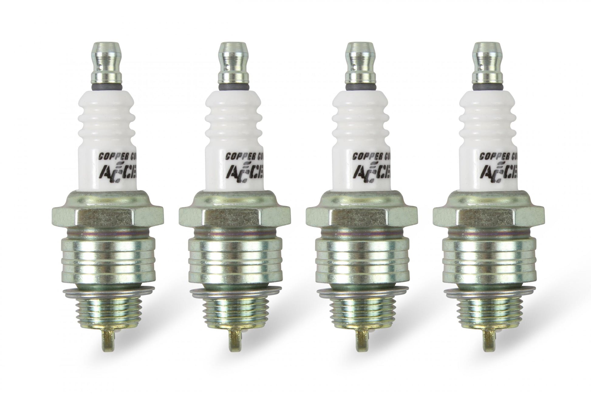 HP Copper Spark Plug Shorty 14MM Thread .375 In Reach Gasket (Flat) Seat 4 Pack ACCEL