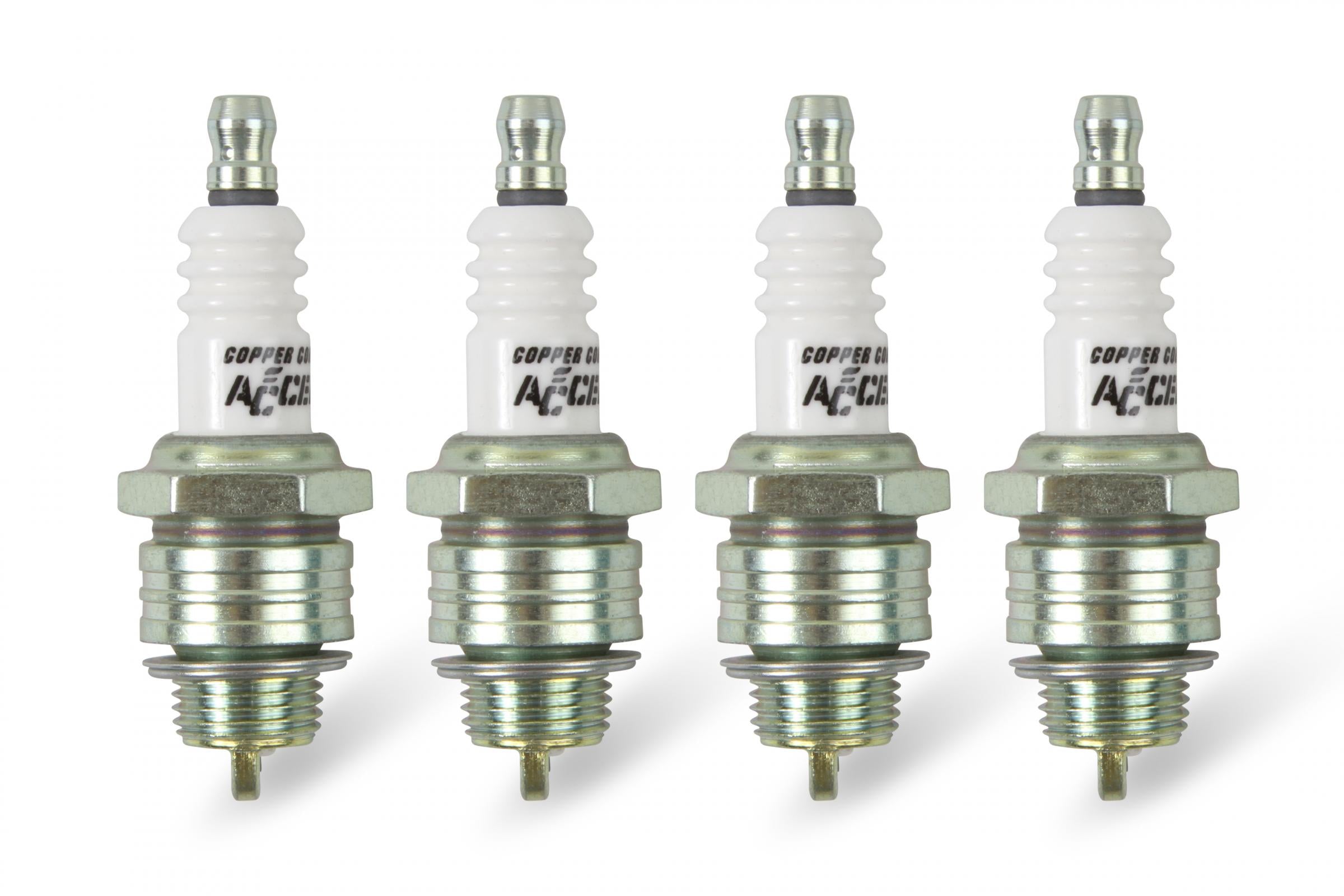 HP Copper Spark Plug Shorty 14MM Thread .375 In Reach Gasket (Flat) Seat 4 Pack ACCEL