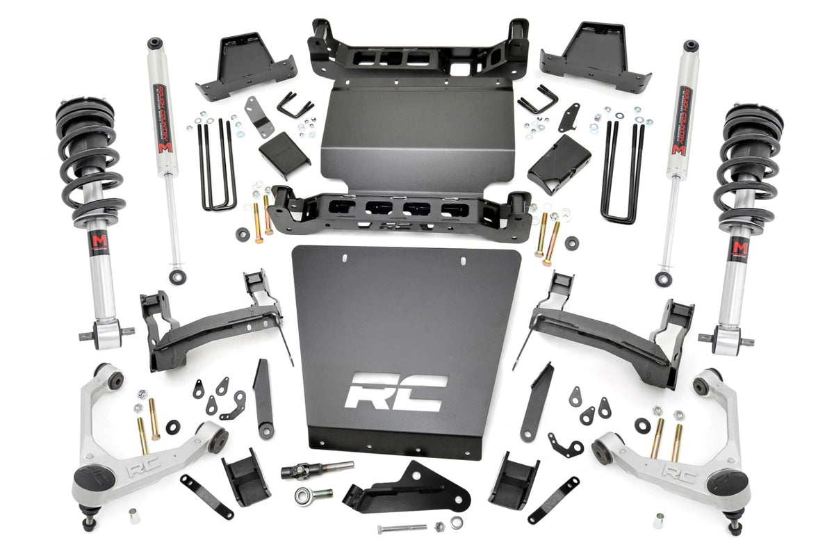 7 Inch Stamped Steel LCA Lift Kit Forged UCA Bracket M1 Struts/M1 Silverado/Sierra 1500 (16-18) Rough Country