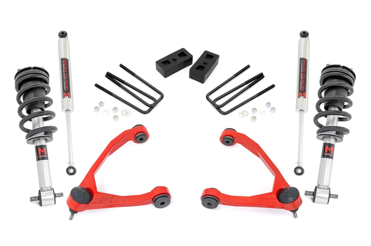 3.5 Inch Lift Kit Cast Steel M1 Strut - Red Silverado/Sierra 1500 (14-16) Rough Country
