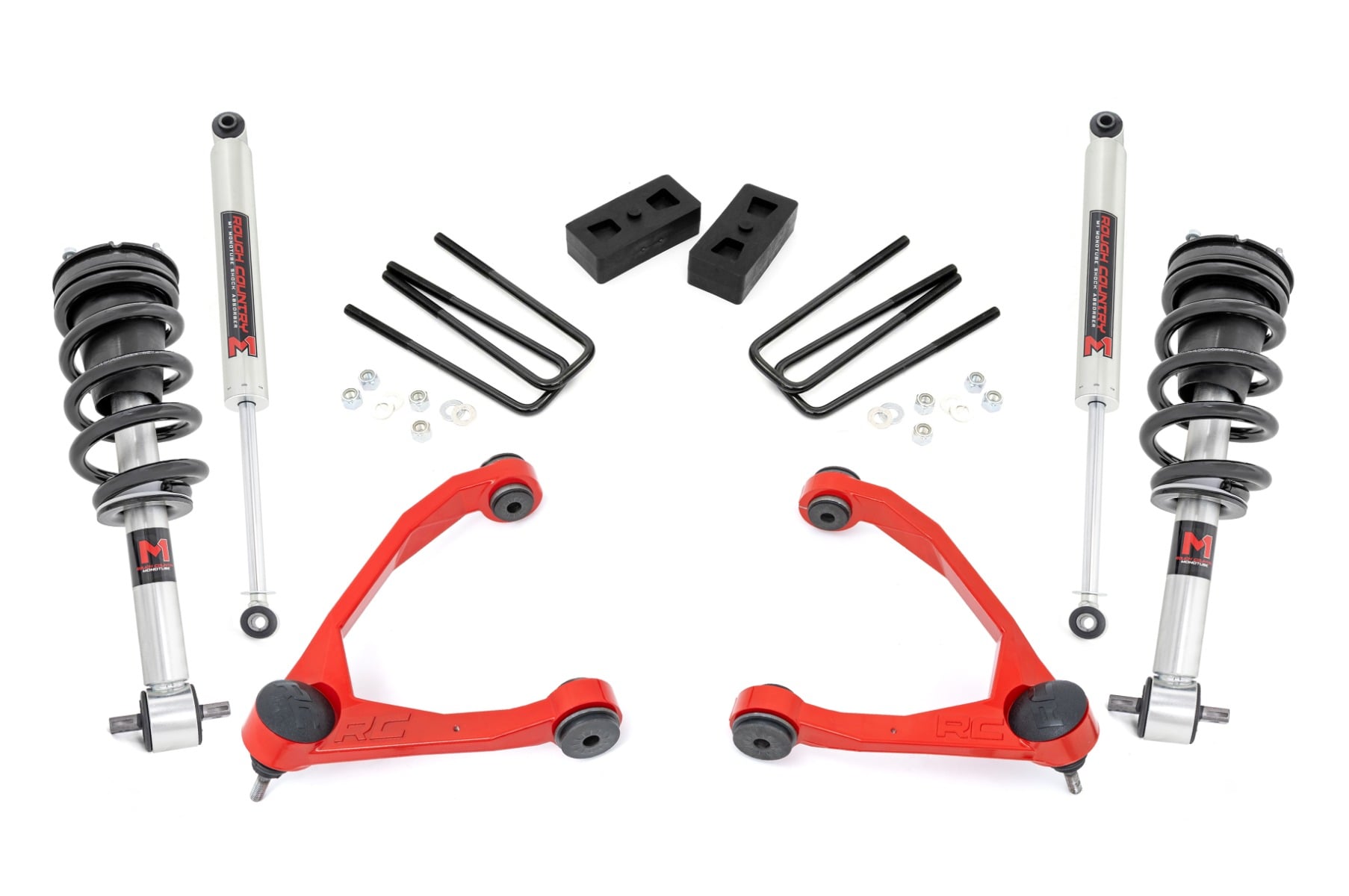 3.5 Inch Lift Kit Cast Steel M1 Strut - Red Silverado/Sierra 1500 (14-16) Rough Country
