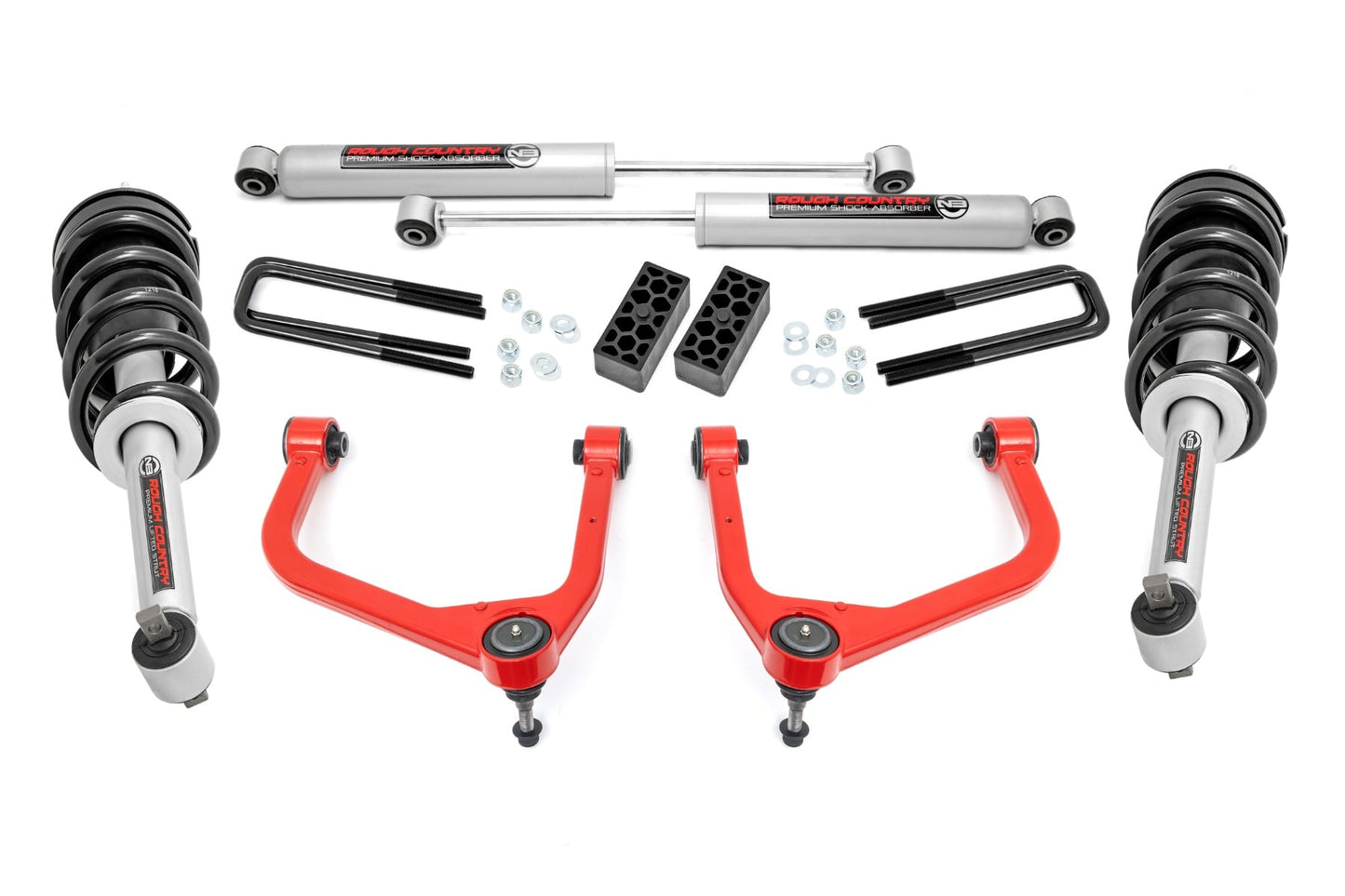 3.5 Inch Lift Kit N3 Struts Red GMC Sierra 1500 2WD/4WD (2019-2025) Rough Country