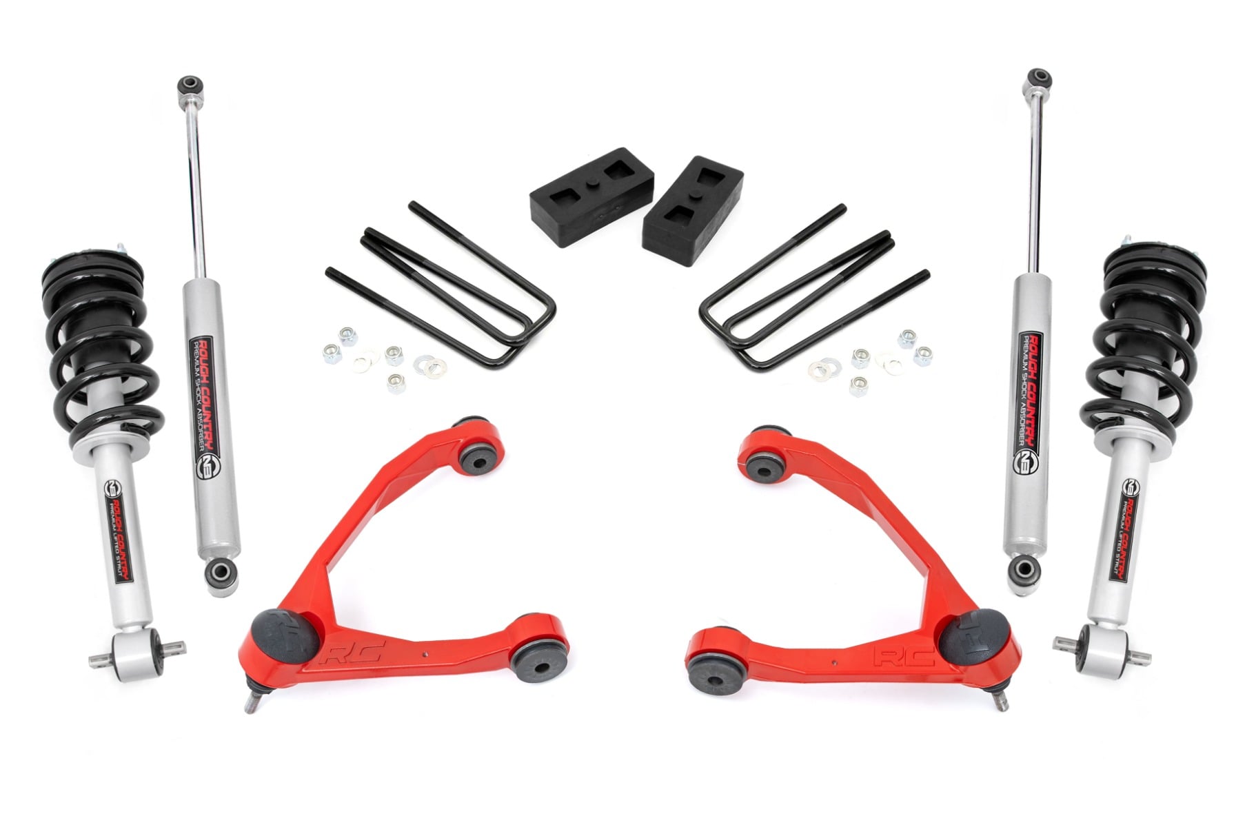 3.5 Inch Lift Kit Cast Steel N3 Strut Red Silverado/Sierra 1500 (07-13) Rough Country