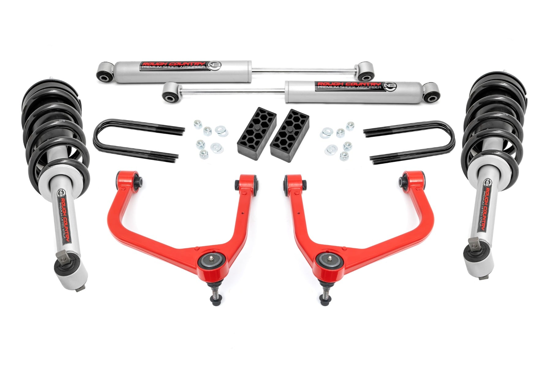 3.5 Inch Lift Kit N3 Struts Rear Mono Leaf Red Chevy Silverado 1500 (25-26) Rough Country