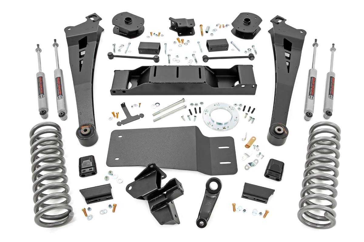 5 Inch Suspension Lift Kit Coil Springs Radius Arms 19-Up RAM 2500 4WD Diesel Rough Country