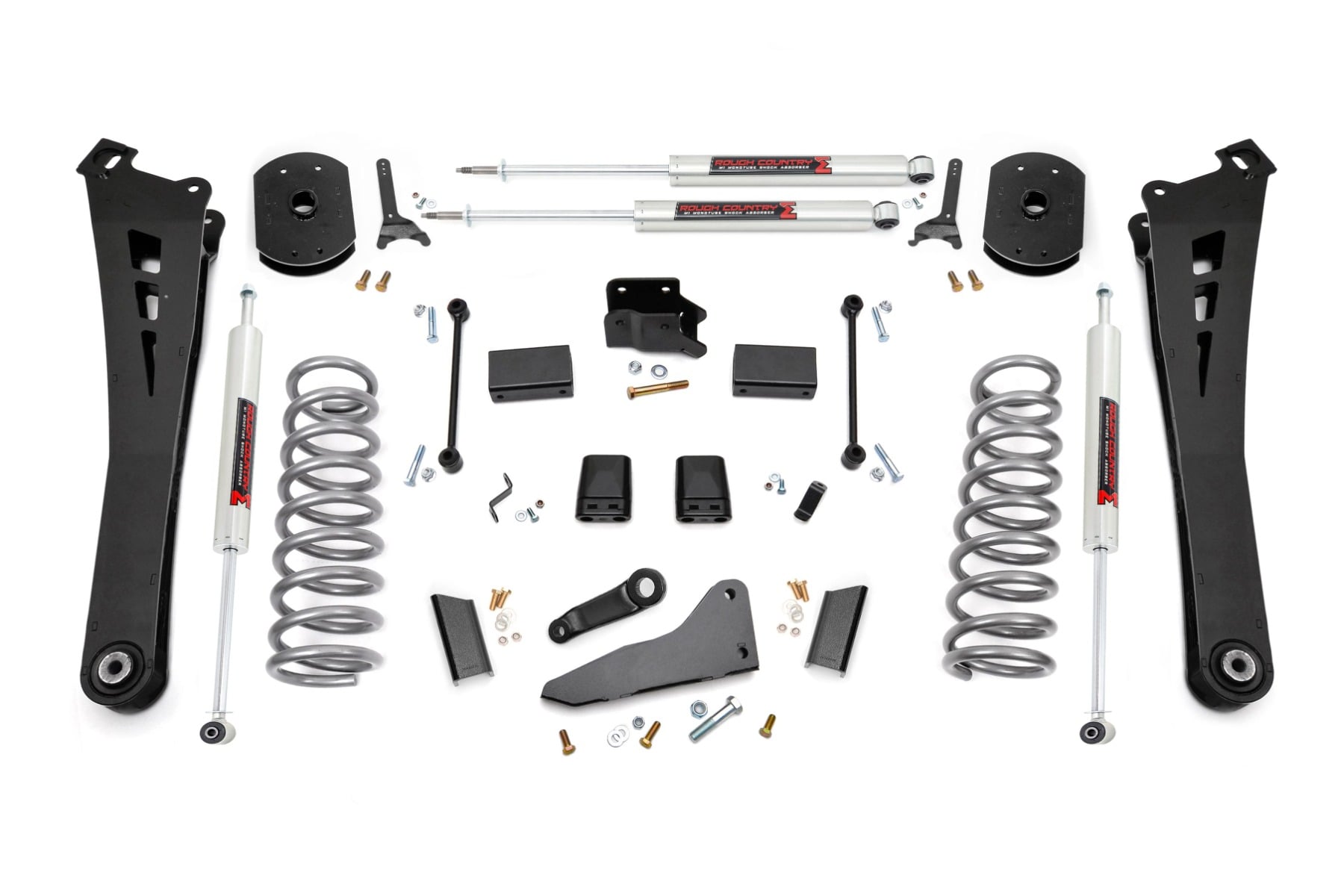 5 Inch Lift Kit FR Gas Coil Radius Arms M1 Ram 2500 4WD (2014-2018) Rough Country