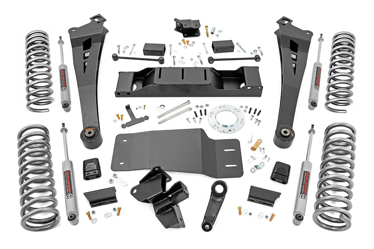 5.0 Inch Dodge Suspension Lift Kit Dual Rate Front and Rear Coil Springs Radius Arms 19-Up Ram 2500 4WD Diesel Rough Country