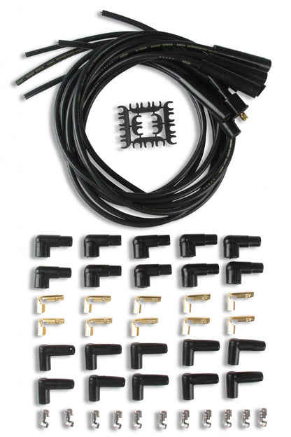 Spark Plug Wire Set- 8MM Black Wire With Black Straight Boots 4040K, Spark Plug Wires, Super Stock, Spiral Core, 8Mm, Black, Set ACCEL