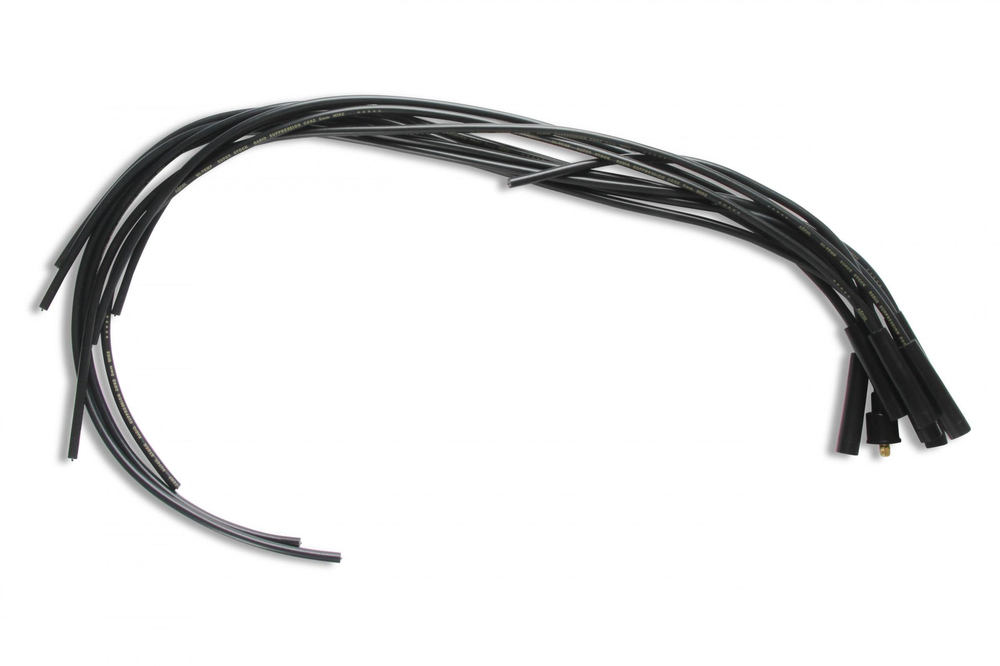 Spark Plug Wire Set- 8MM Black Wire With Black Straight Boots 4040K, Spark Plug Wires, Super Stock, Spiral Core, 8Mm, Black, Set ACCEL