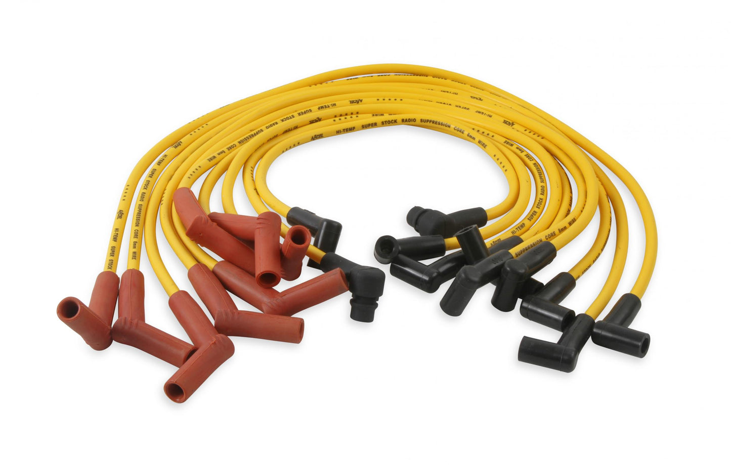 Spark Plug Wire Set- 8Mm-Custom With Graphite Core-Hei Stock Style Boots- Yellow Ford 1983-1996 V8 Efi- Super Stock, Spiral Core ACCEL
