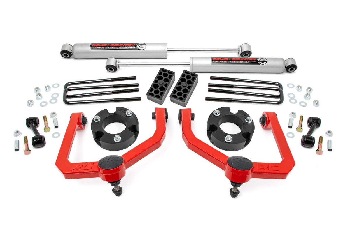 3 Inch Lift Kit N3 Shocks Red Nissan Titan 2WD/4WD (2004-2024) Rough Country