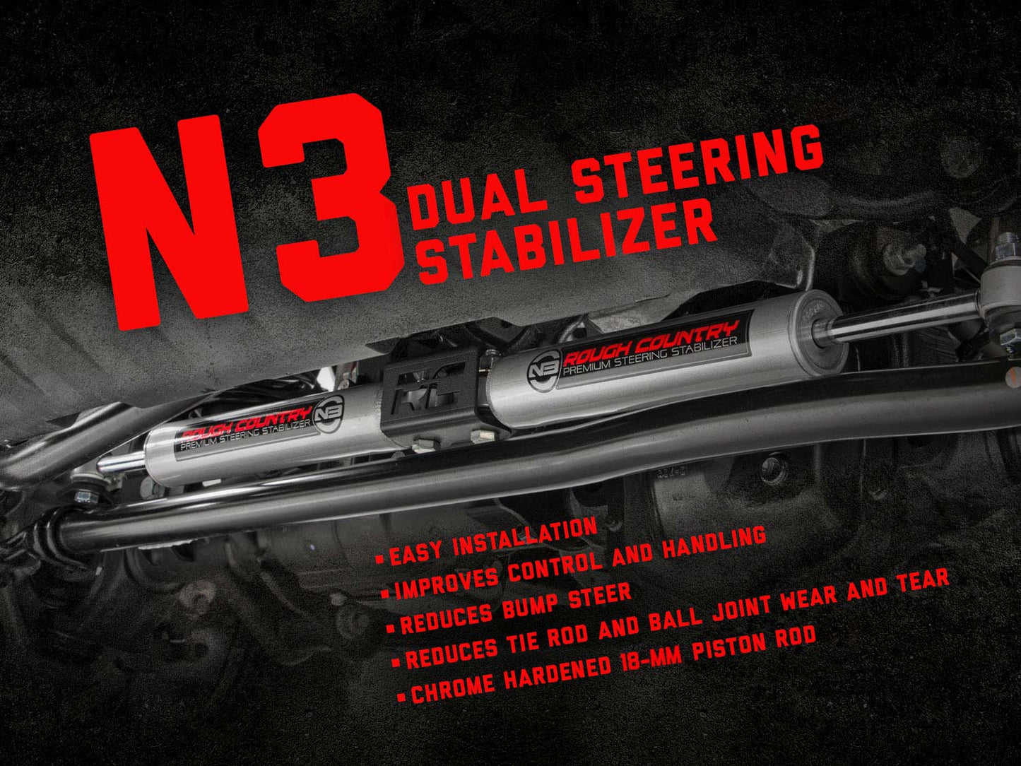 N3 Steering Stabilizer Dual Ford Bronco/F-100/F-150 4WD (1977-1979) Rough Country