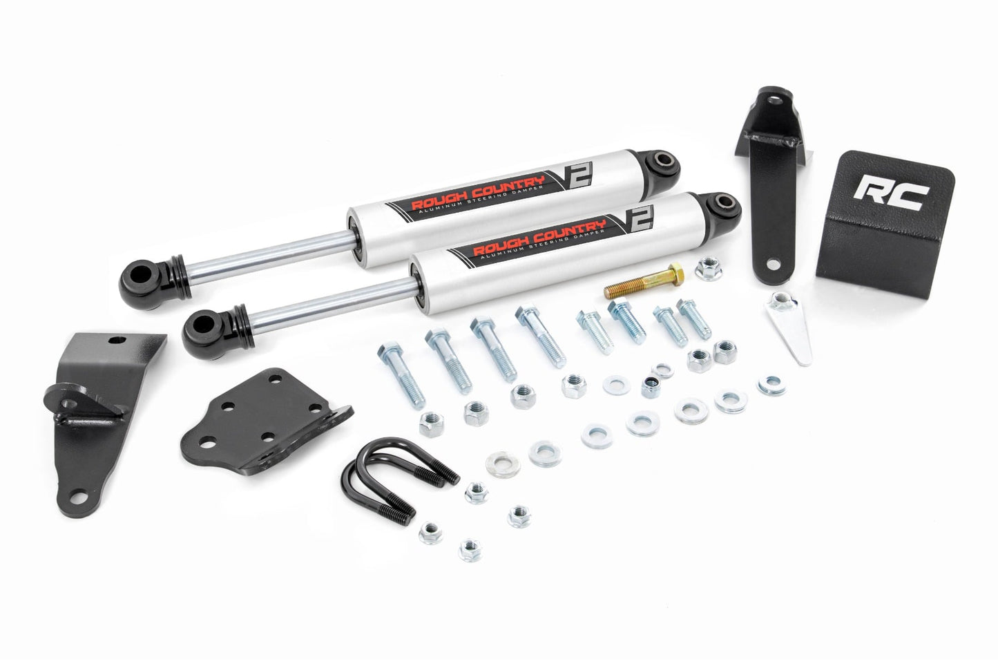 V2 Steering Stabilizer Dual 2-8 Inch Lift Ram 2500 (10-13)/3500 (10-12) Rough Country
