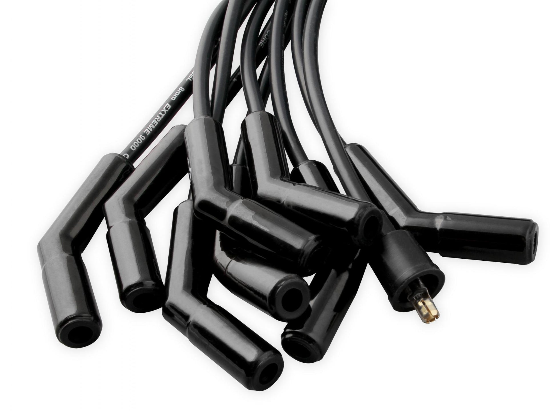 Spark Plug Wire Set Universal 135 Deg Black Ceramic Boots 9002Ck, Spark Plug Wires, Pro Fit Ceramic, Spiral Core, 8Mm, Black, Set ACCEL