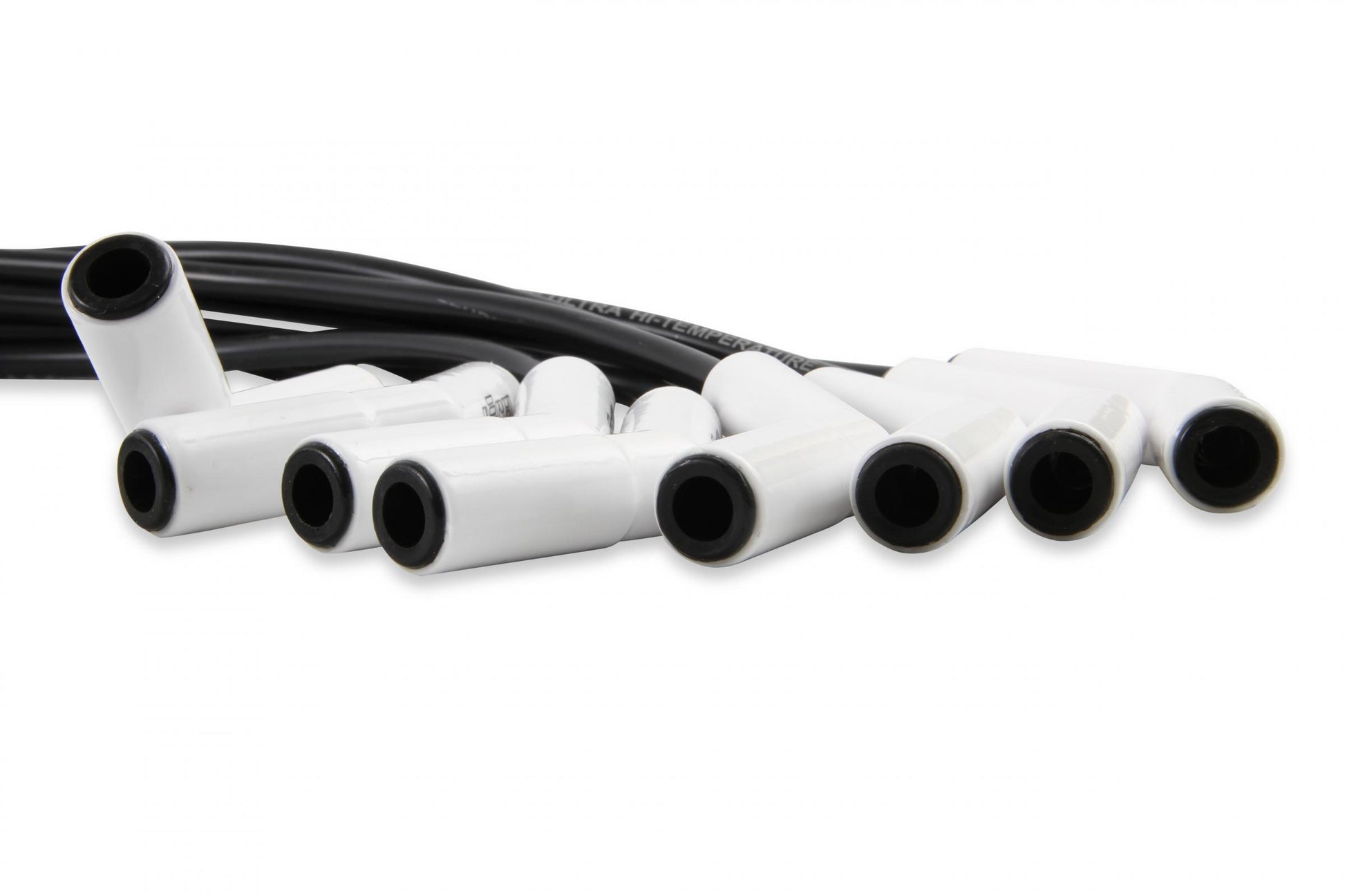 Spark Plug Wire Set Universal 135 Deg White Ceramic Boots 9002C, Spark Plug Wires, Pro Fit Ceramic, Spiral Core, 8Mm, Black, Set ACCEL