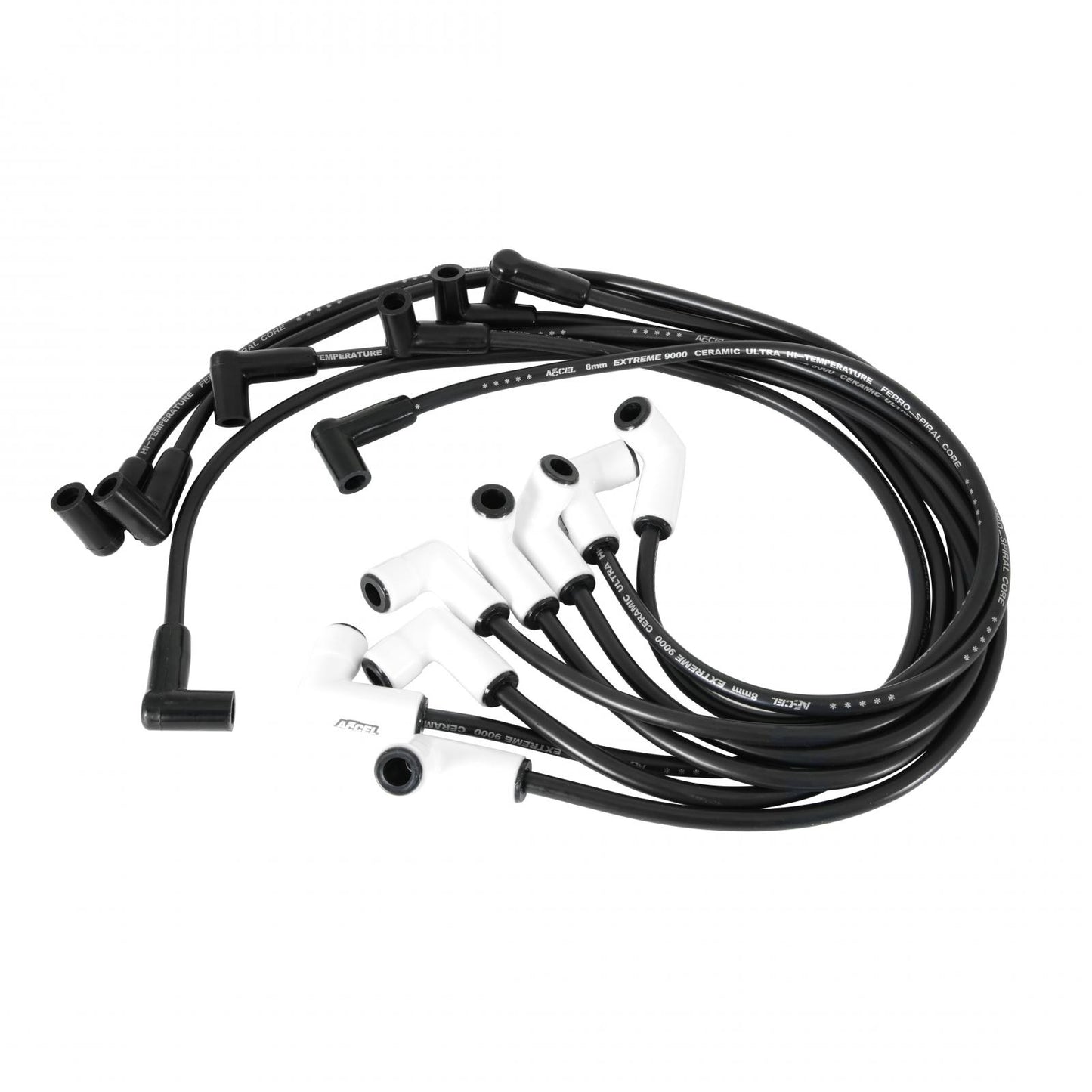 Spark Plug Wire Set-Extreme 9000 Ceramic-Chevy/Gmc V8 Hei 75-86 Over Valve Cover This Custom Fit Extreme Heat Ceramic Boot Spark Plug Wire Set Fits Chevy/Gmc V8 Hei Applications 75-86 ACCEL