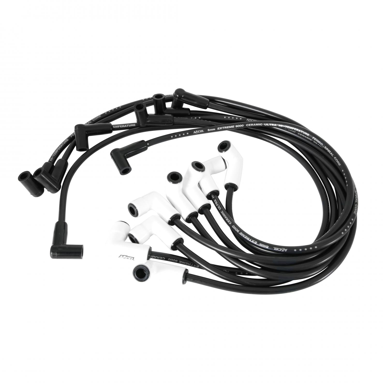 Spark Plug Wire Set-Extreme 9000 Ceramic-Chevy/Gmc V8 Hei 75-86 Over Valve Cover This Custom Fit Extreme Heat Ceramic Boot Spark Plug Wire Set Fits Chevy/Gmc V8 Hei Applications 75-86 ACCEL
