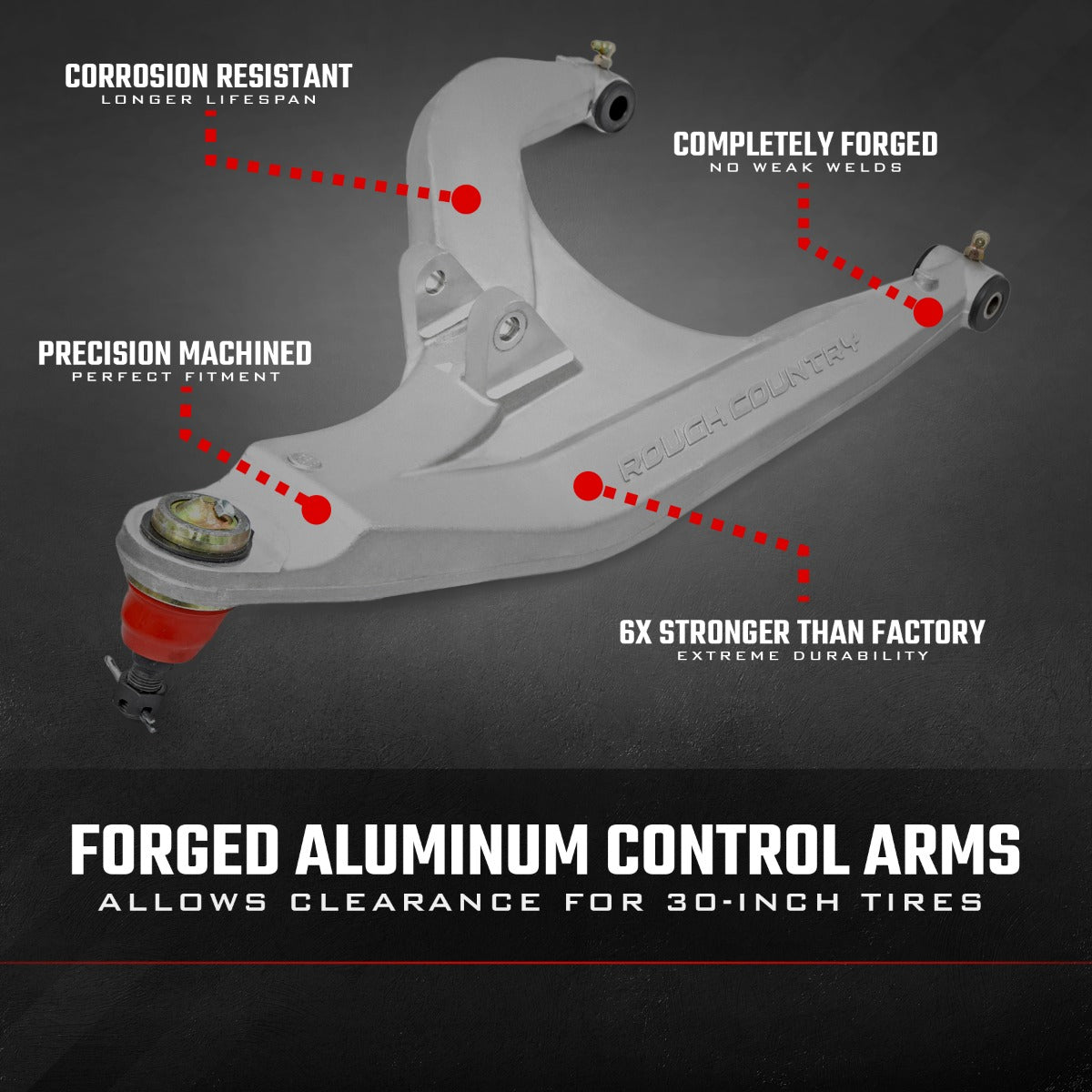 Aluminum Control Arms High Clearance w/ 2 Inch Forward Offset Polaris Ranger 1000XP Rough Country