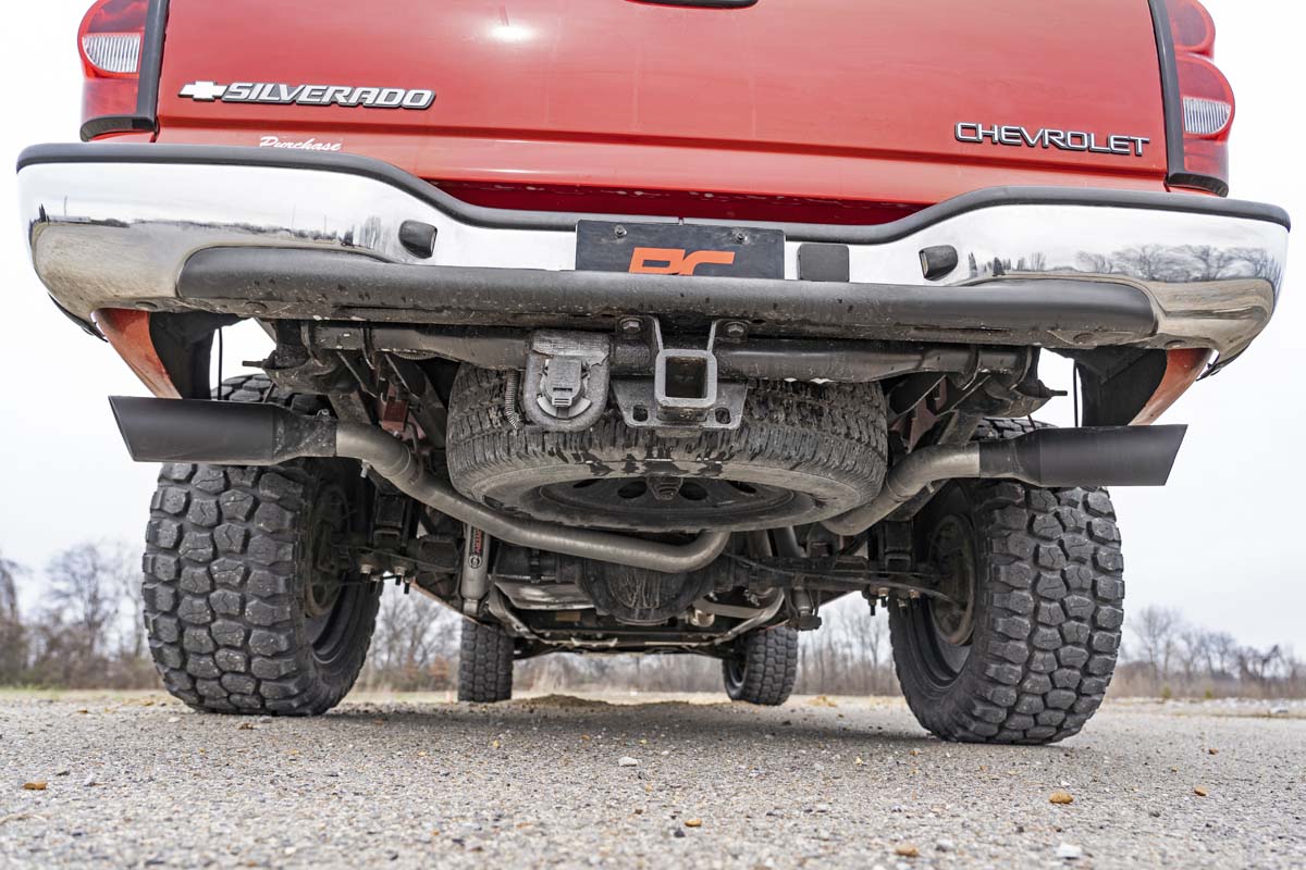 Dual Cat-Back Exhaust System w/ Black Tips 99-06 GM 1500 Ext Cab / Short Bed 4.8L / 5.3L Rough Country
