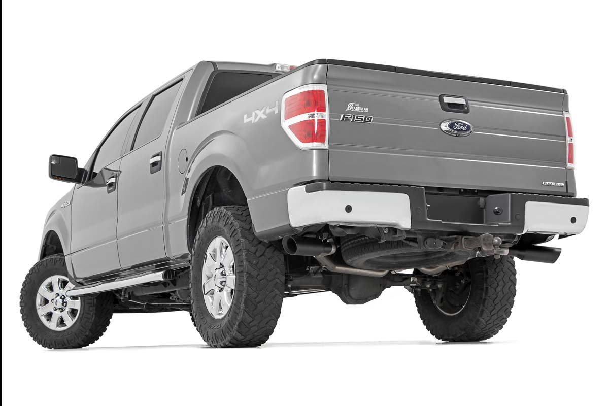 Dual Cat-Back Exhaust System w/Black Tips 09-14 F-150 V8-4.6L, 5.0L, 5.4L Rough Country