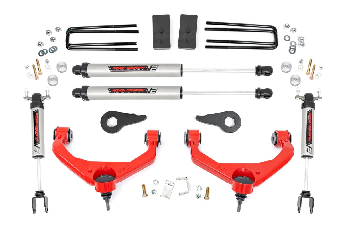 3.5 Inch Lift Kit V2 w/ Overloads Red Silverado/Sierra 2500HD/3500HD (11-19) Rough Country